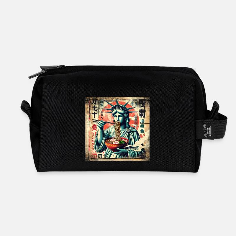 Ramen freiheitsstatue Grunge Poster Style - Recycelte Kulturtasche - Schwarz