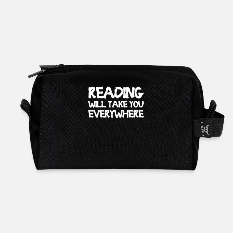 Reading Will Take You Everywhere - Recycelte Kulturtasche - Schwarz