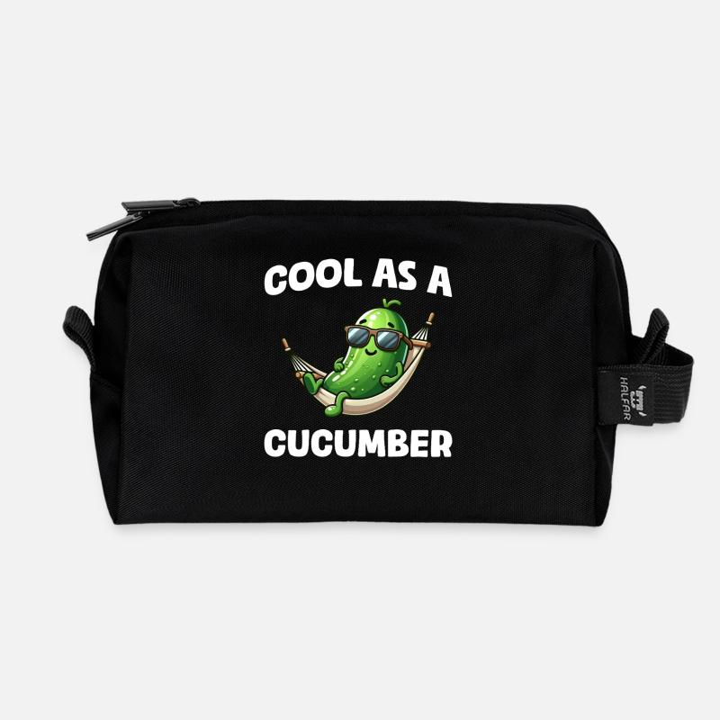 Cool as a cucumber Gurke Pickle Gurkenliebhaber - Recycelte Kulturtasche - Schwarz