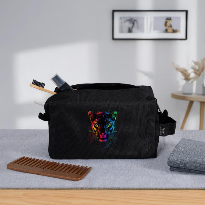 Panthère Léopard Grand Chat Mignon Gros Chat Panter Trousse de toilette en tissu recyclé