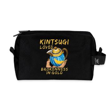KINTSUGI LOVED BROKENNESS IN GOLD - Recycelte Kulturtasche - Schwarz - Vorne