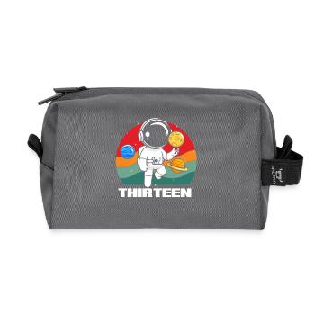 Space adventures for thirteen-year-olds - Recycled Toiletry Zip Bag - anthracite - Front
