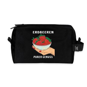 ERDBEEREN HAND PURER GENUSS - Recycelte Kulturtasche - Schwarz - Vorne