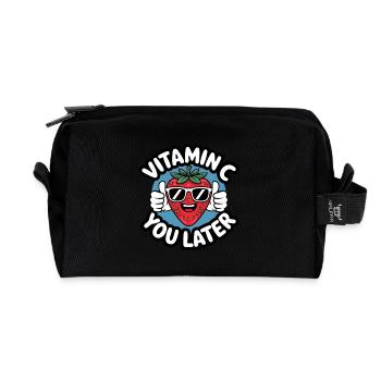 Vitamine C Fruit Drôle de Fraise - Trousse de toilette en tissu recyclé - noir - Devant
