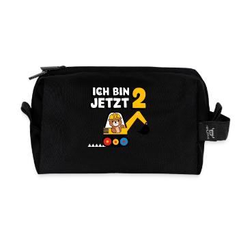 J’ai maintenant 2 ans Bagger Bear 2ème anniversaire - Trousse de toilette en tissu recyclé - noir - Devant