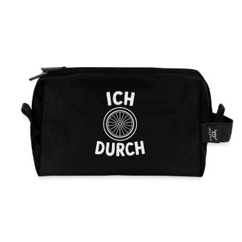 Je deviens fou – vélo - Trousse de toilette en tissu recyclé - noir - Devant