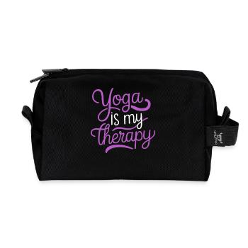 Yoga ist meine Therapie - Recycelte Kulturtasche - Schwarz - Vorne