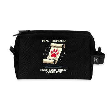 NPC bonded | Adoption quest fulfills animal shelter - Recycled Toiletry Zip Bag - black - Front