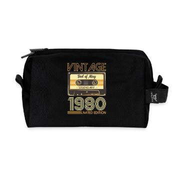 45. Geburtstag Original Kassette Mai Jahrgang 80 - Recycelte Kulturtasche - Schwarz - Vorne