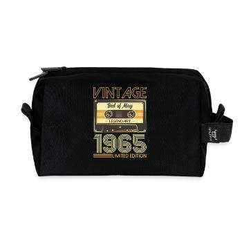 60th Birthday Cassette May Vintage 1965 - Recycled Toiletry Zip Bag - black - Front