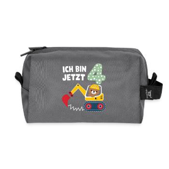 J’ai maintenant 4 ans Bagger Bear 4ème anniversaire - Trousse de toilette en tissu recyclé - anthracite - Devant