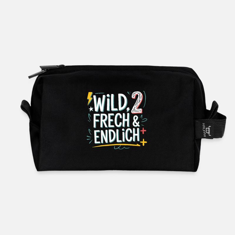 Wild, Frech & Endlich 2 Jahre 2. Geburtstag - Recycelte Kulturtasche - Schwarz