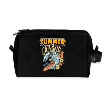 Summer Catch the Wave - Recycled Toiletry Zip Bag - black - Front