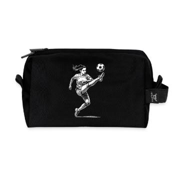 Football féminin avec un but : tir, tension, but - Trousse de toilette en tissu recyclé - noir - Devant