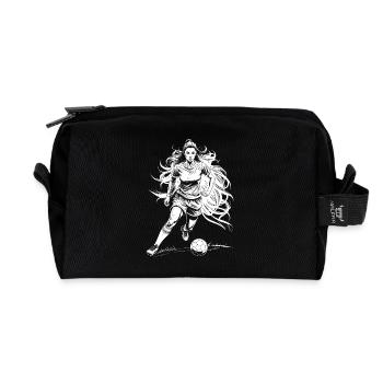 Women's Soccer Shirt: Goal scorer with power on the ball - Recycled Toiletry Zip Bag - black - Front