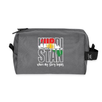 Kurdistan : là où mon histoire commence Kurdes - Trousse de toilette en tissu recyclé - anthracite - Devant