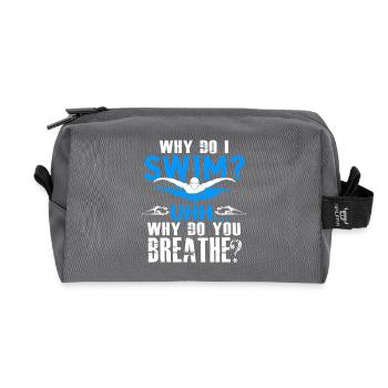 Swimming Why Do I Swim - Recycled Toiletry Zip Bag - anthracite - Front
