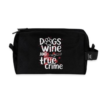 Dogs, Wine & True Crime – Funny Design - Recycled Toiletry Zip Bag - black - Front