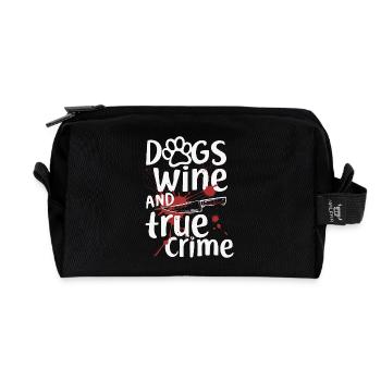 Dogs, Wine & True Crime – Funny Design - Recycled Toiletry Zip Bag - black - Front
