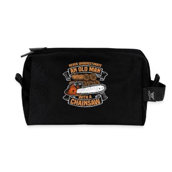 Un vieil homme bûcheron forestier coupeur de bois - Trousse de toilette en tissu recyclé - noir - Devant