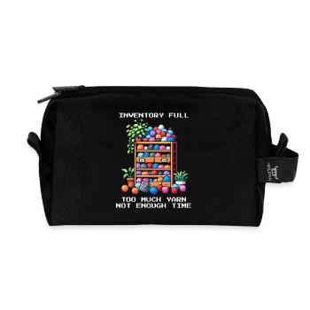 Inventory Full | Too much wool | Crochet - Recycled Toiletry Zip Bag - black - Front