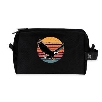 Retro Vintage Eagle Sunset Nature Lover Eagle Bird - Recycled Toiletry Zip Bag - black - Front