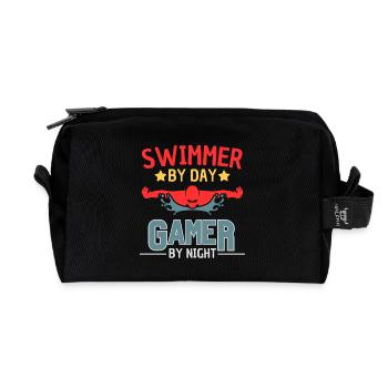 Funny Float and Gamer Motif - Recycled Toiletry Zip Bag - black - Front
