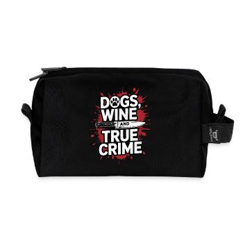 Dogs, Wine & True Crime – Funny Design - Recycled Toiletry Zip Bag - black - Front