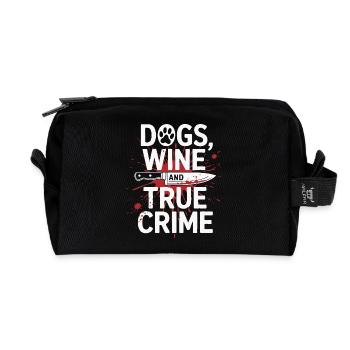 Dogs, Wine & True Crime – Funny Design - Recycled Toiletry Zip Bag - black - Front