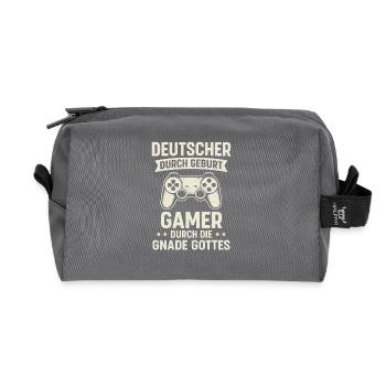 German and Gambler - Gaming Saying - Recycled Toiletry Zip Bag - anthracite - Front