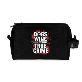 Dogs, Wine & True Crime – Funny Design - Recycled Toiletry Zip Bag - black - Front