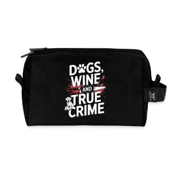 Dogs, Wine & True Crime – Funny Design - Recycled Toiletry Zip Bag - black - Front