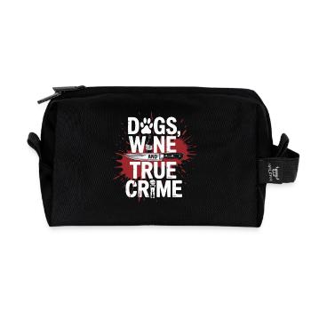 Dogs, Wine & True Crime – Funny Design - Recycled Toiletry Zip Bag - black - Front