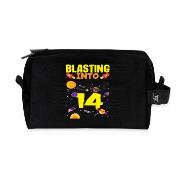Lancement d’une fusée dans l’univers à l’âge de 14 ans - Trousse de toilette en tissu recyclé - noir - Devant