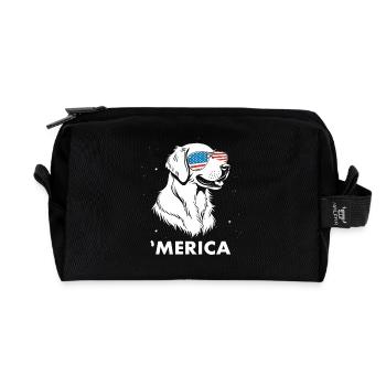 Golden Retriever with Sunglasses 4th of July Merica - Recycled Toiletry Zip Bag - black - Front