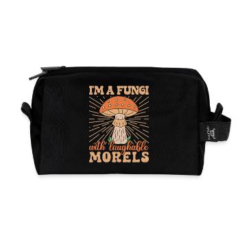 Mushroom Foraging Hunter Fungi Laughable Morels - Recycled Toiletry Zip Bag - black - Front