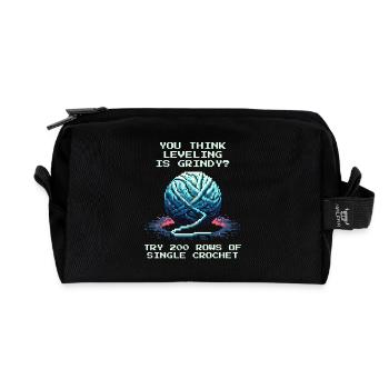 200 Rows Single Crochet | Crochet Patience - Recycled Toiletry Zip Bag - black - Front