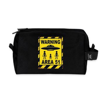 Area 51 UFO Warning – Enter at Your Own Risk - Recycled Toiletry Zip Bag - black - Front