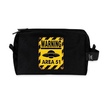 Area 51 UFO Warning – Enter at Your Own Risk - Recycled Toiletry Zip Bag - black - Front