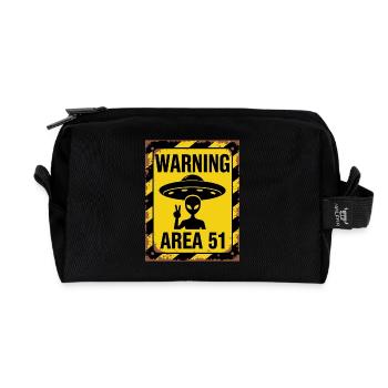 Area 51 UFO Warning – Enter at Your Own Risk - Recycled Toiletry Zip Bag - black - Front