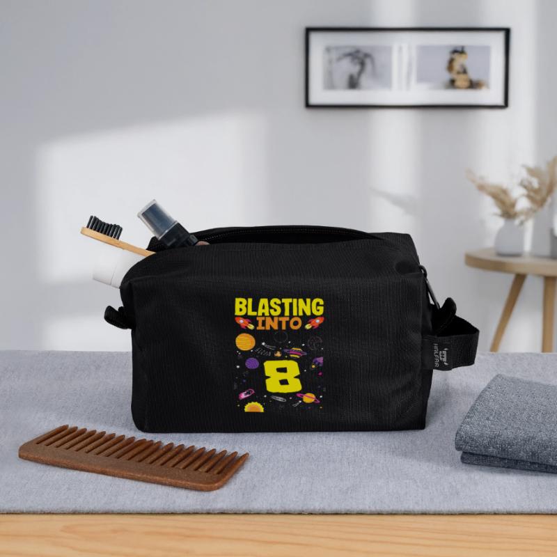 Explosion dans l’aventure spatiale d’un 8e anniversaire Trousse de toilette en tissu recyclé