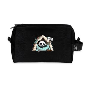 Panda in Reading Cave – Do Not Disturb! - Recycled Toiletry Zip Bag - black - Front