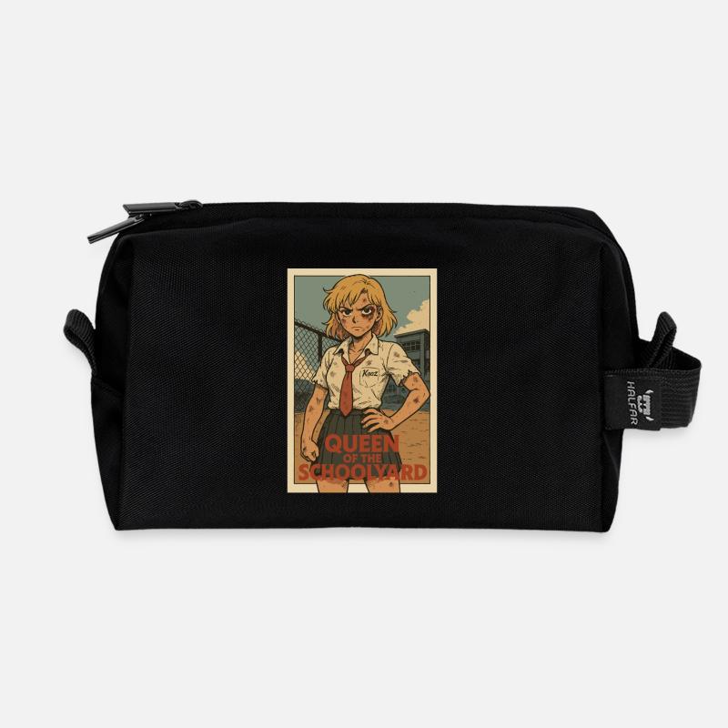 Königin des Schulhof mit Kampfgeist - Recycelte Kulturtasche - Schwarz