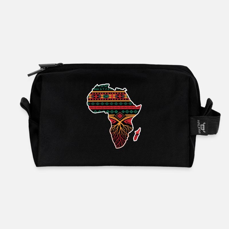 Afrikanische Muster Karte mit Wurzeln - Recycelte Kulturtasche - Schwarz