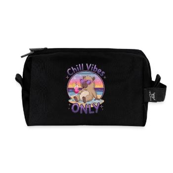 Chill Vibes Only Summer Beach Party Capybara - Recycled Toiletry Zip Bag - black - Front