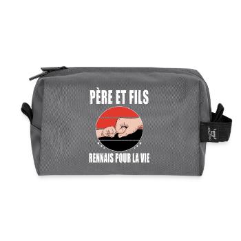 père et fils papa rennes rennais fête des pères - Trousse de toilette en tissu recyclé - anthracite - Devant