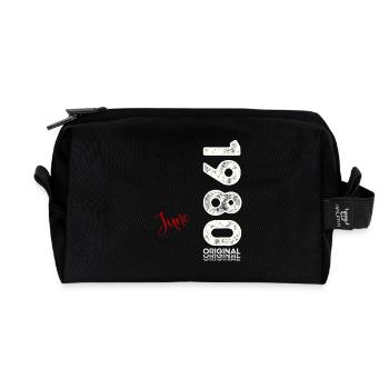 45th Birthday Original June Vintage 1980 - Recycled Toiletry Zip Bag - black - Front