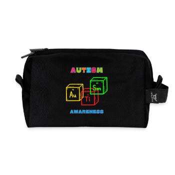 ASD Autism Awareness Elements Periodic Table Gift - Recycled Toiletry Zip Bag - black - Front