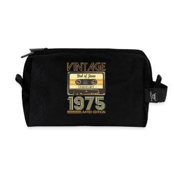 50th Birthday Cassette June Vintage 1975 - Recycled Toiletry Zip Bag - black - Front