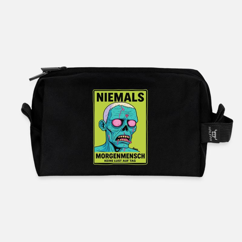 Niemals Morgenmensch Zombie - Recycelte Kulturtasche - Schwarz
